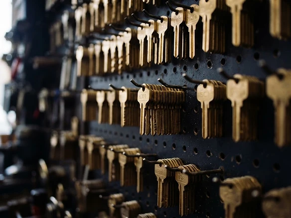 Brass key blanks ready for duplication